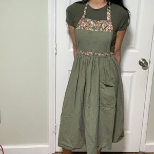 Green floral apron